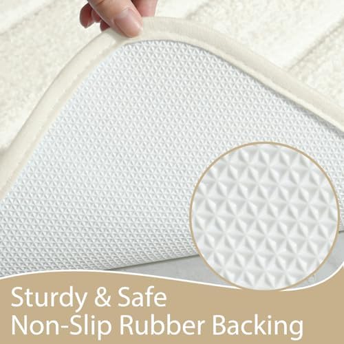 AROGAN Luxury Bathroom Rugs 24x36 Inch，Thick Bath Rug Non Slip, Cream White - Image 6