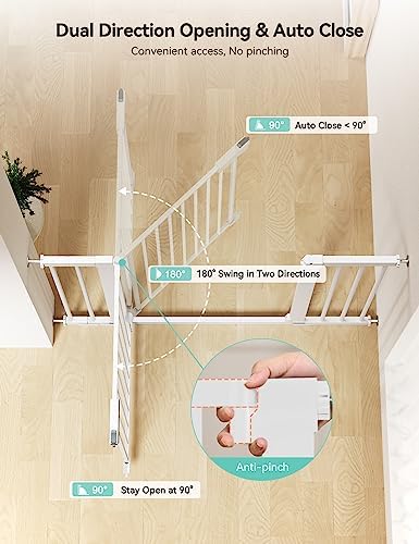 COMOMY 30" Tall Baby Gate for Stairs Doorways, Fits 29.5" to 46" Openings - Image 5