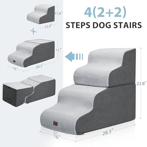 Garnpet Dog Stairs for High Beds, 4-Step Dog Steps for Small Dogs and Cats - Image 4