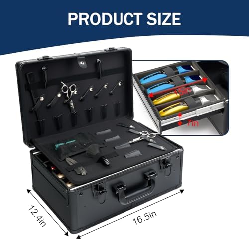 MoyRetty Professional Barber Case Aluminum Organizer, 16.5"*12.4"*7" - Image 6