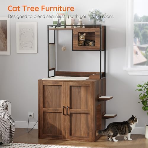 HOOBRO Cat Automatic Litter Box Enclosure Furniture, 30.5" L x 26.8" W x 61" H - Image 3