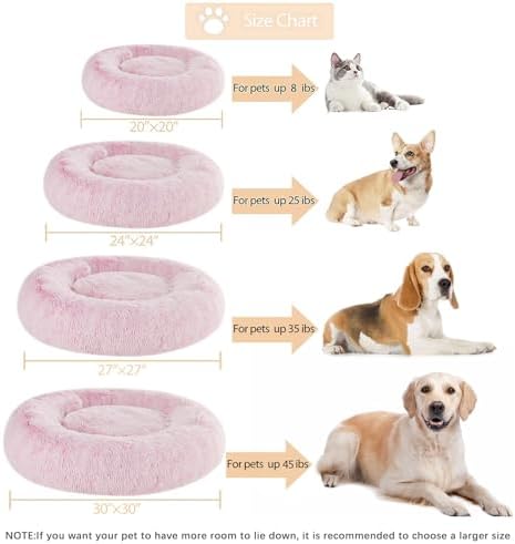 WNPETHOME Large Pink Round Calming Dog Bed Cat Bed - Image 5