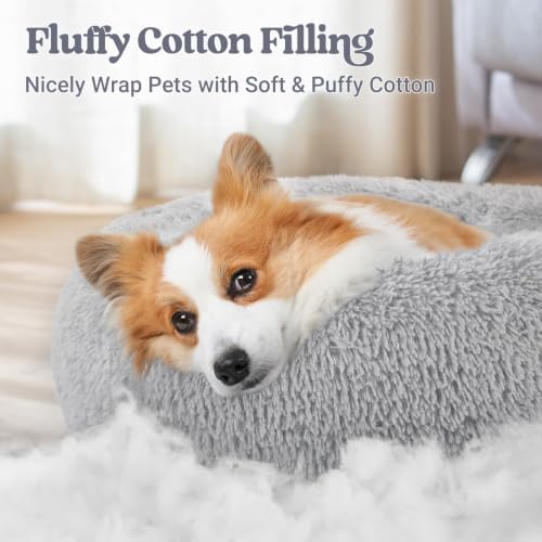 rabbitgoo Calming Cat Beds for Indoor Cats, 30 inches, Light Grey - Image 3