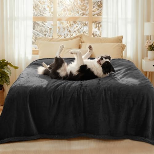 Luciphia Waterproof Bed Blanket Washable, Soft Sherpa Fleece Puppy Reversible by luciphia
