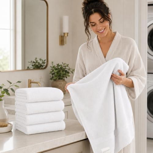 (Pack of 12 White Bath Towels Bulk 20x40 Inches - Image 6