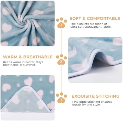 1 Pack 3 Blankets Super Soft Cute Dot Pattern Pet Blanket Flannel Throw - Image 3