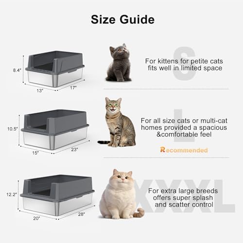FURTIME Stainless Steel Cat Litter Box, Extra Large Cats Metal Litter Box - Image 5