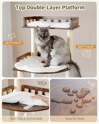 Heybly Cat Tree, 70.5" Wood Tall Cat Tower - Image 4