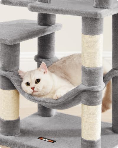 Feandrea Cat Tree, 44.1-Inch Cat Tower, Light Gray - Image 6