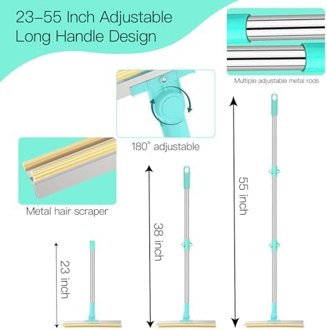 Carpet Rake for Pet Hair Removal, 3 in 1 Reusable Dog Hair Remover Scraper - Image 5