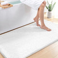 Bcoimo Bath Rug Mat, Chenille Extra Soft White Long Bathroom Runner Tub Rug by Bcoimo