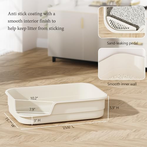 Vealind Extra Large Cat Litter Box High Sided and Low Entry Litter Tray - Image 4