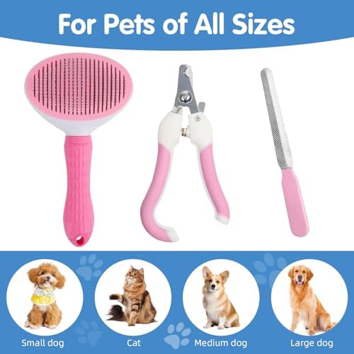 Oromaviela 3PCS Dog Cat Rabbit Bunny Grooming Kit, Self-Cleaning Slicker Dog - Image 6