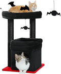 PEQULTI Small Cat Tree Tower for Indoor Cats, Sisal Post & Cozy Condo Black by PEQULTI