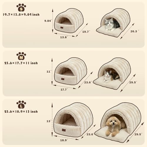 Covered Cat Bed Cave for Indoor Cats, 2-in-1 Enclosed Pet Bed for Small Dogs - Image 4