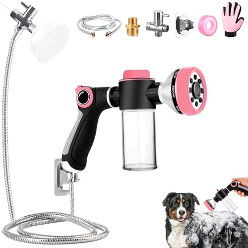 Dog Shower Attachment with 6.6FT Shower Hose, 8 Sprayer Modes Dog Washing Hose by KSSZZCO