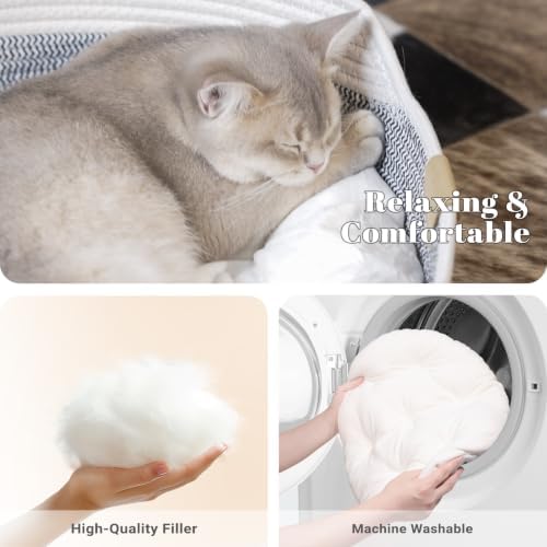 CHEERHOME PETS Handwoven Cat Basket Bed Cooling - Image 3