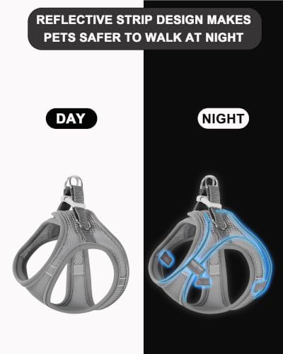 XXXS Grey Soft Mesh Dog Harness and Leash Set, No Escape Puppy Harnesses - Image 4