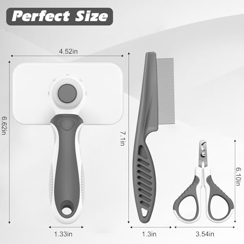 3PCS Cat Grooming Supplies, Cat Brush & Nail Clipper/Trimmer & Flea Comb - Image 6