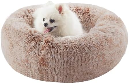 23 inches Faux Fur Fluffy Donut Dog Bed by BedStillLoveStill