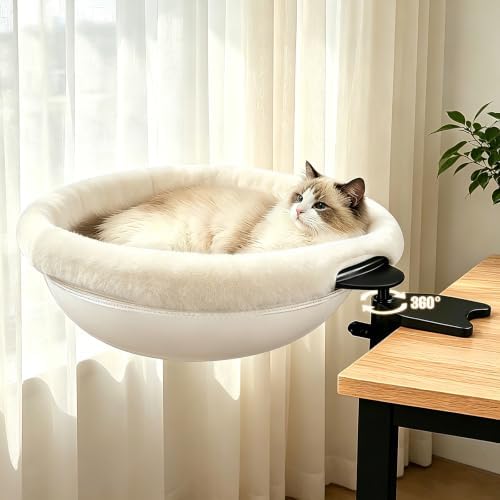 IPOW 360° Rotating Cat Desk Bed Semi-Circular Cat Bed Maximum Hold Up to 40lb by IPOW
