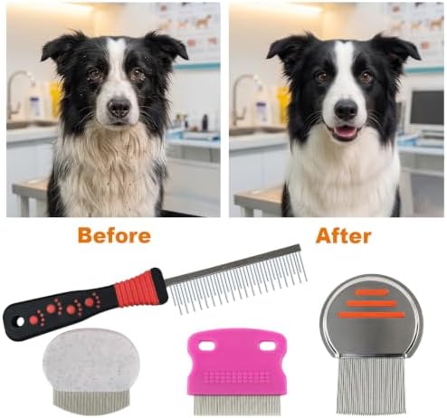 6 Pack Stainless Steel Flea Combs, Pet Grooming Set - Image 4