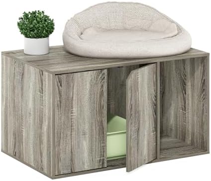 Furinno Peli Litter Box Enclosure, French Oak Grey by Furinno-FitsYourSpaceFitsYourBudget