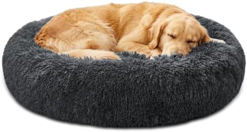 JOLLYVOGUE Calming Washable Dog Beds Large Sized Dog, 36Inch Donut Large Dog Bed by JOLLYVOGUE