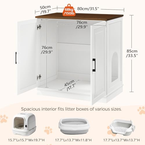 MAHANCRIS Large Cat Litter Box Enclosure, Tall Hidden Litter Box Furniture - Image 3