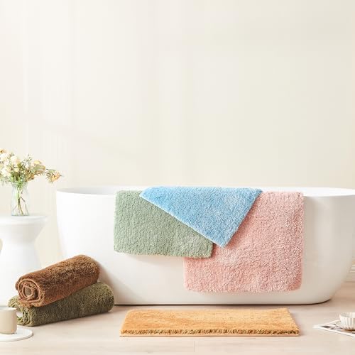 CozeCube Yellow Shaggy Bath Mat 24"x16" Non Slip Washable Rug - Image 6