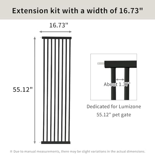 Lumizone Extra Tall Cat Gate Extension Kit 55.12" High 16.73" Wide Black - Image 3