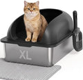 Stainless Steel Cat Litter Box, Large Metal Litter Boxes High Sides by Aidoly