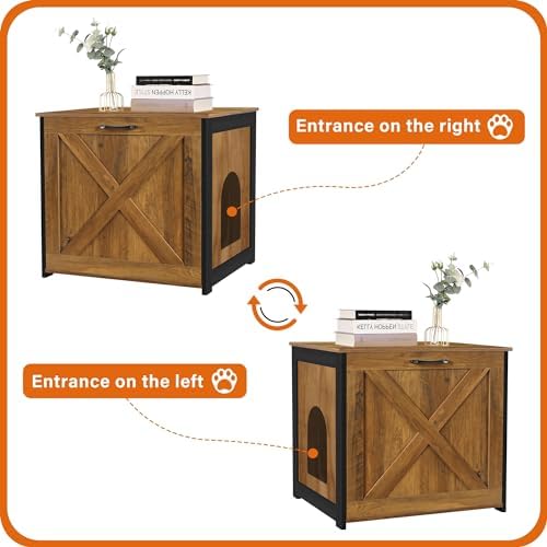 Dwanton Cat Litter Box Enclosure, Hidden Litter Box Furniture, 23.6 Inches - Image 4