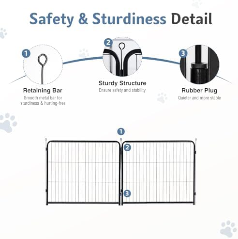 DUMOS Dog Playpen 32 Inch 2 Panels Indoor Outdoor Metal Pet Fence - Image 6