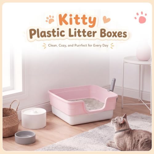 Bokon 2 Pack Small Cat Low Entry Litter Box, Kitty Litter Pan - Image 6