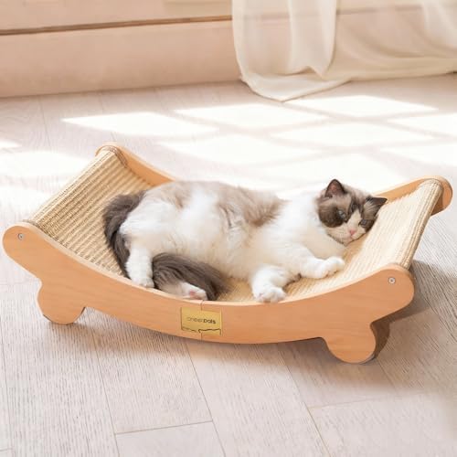 CHEERHOME PETS Sisal Cat Scratcher Bed, Wooden Cat Furniture by CHEERPALS
