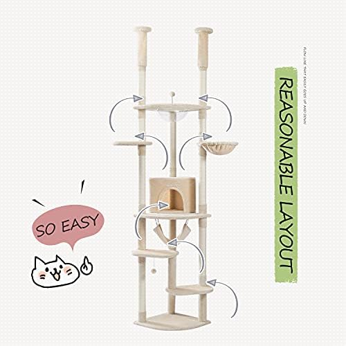 PEQULTI Floor to Ceiling Cat Tree, 92.9-101.6in Adjustable Cat Tower - Image 5