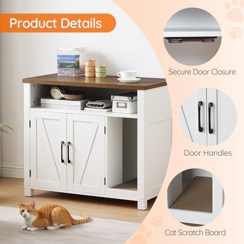 HOOBRO Cat Litter Box Enclosure, Farmhouse Hidden Litter Box - Image 5