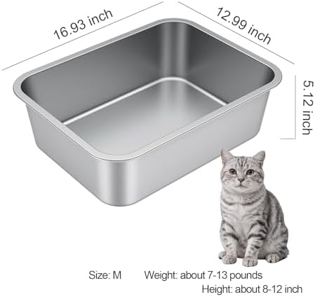Stainless Steel High Sided Cat Litter Box - Image 2