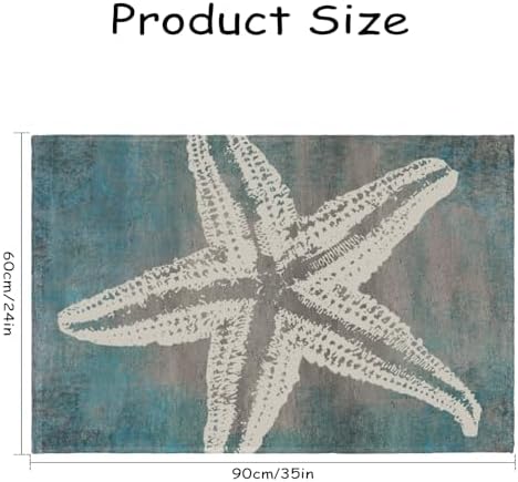 Giwawa Vintage Starfish Bath Rug Coastal Beachy Nautical Bathtub Mat Extra Soft - Image 3