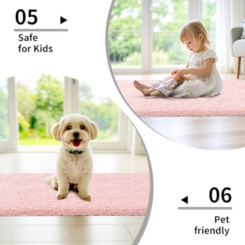 Disolla Pink Bathroom Rugs 24x48, Non-Slip Plush Thick Bath Mat - Image 6