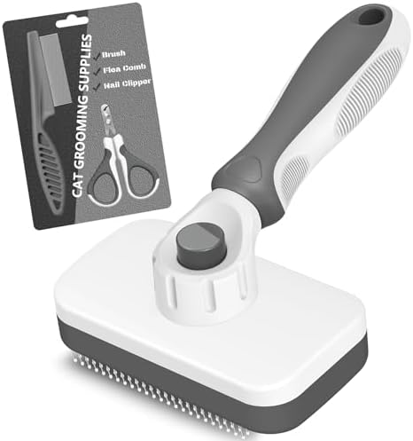 3PCS Cat Grooming Supplies, Cat Brush & Nail Clipper/Trimmer & Flea Comb by Comotech