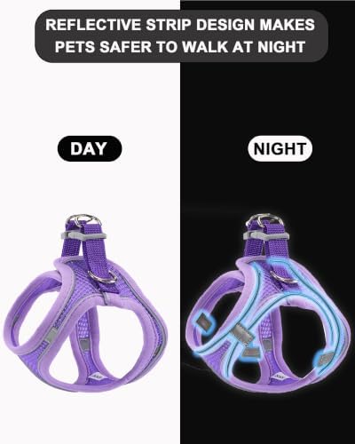 S Purple Soft Mesh Dog Harness and Leash Set, No Escape Puppy Harnesses - Image 4