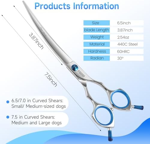Curved Dog Grooming Scissors 7.5 in Curve Shears - Image 5