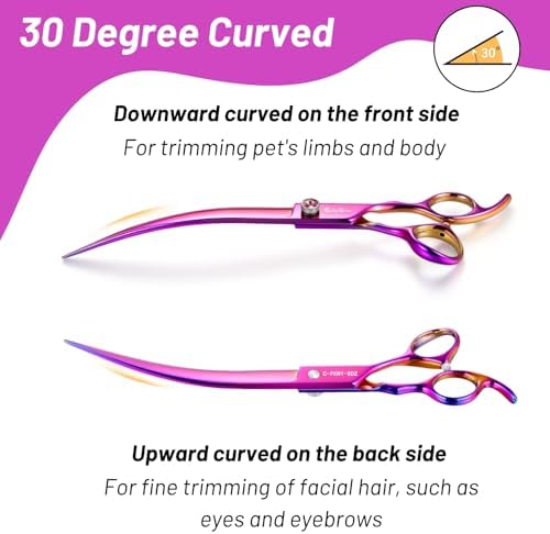 9in Curved Dog Grooming Scissors, 30° VG10 Pet Shears Heavy Duty - Image 5