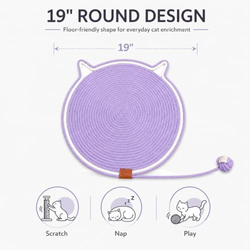 19 Inch Round Cat Scratch Mat, 2-in-1 Floor Scratcher & Lounge Pad - Image 4