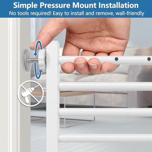 Malier Indoor Dog Gate with Door, 26-41" Extra Wide Full Metal Pet Gate Short - Image 5