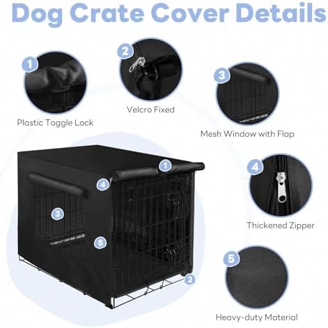 Seiyierr Dog Crate Cover for 42" Large Wire Dog Cage, Dog Kennel Cover - Image 3