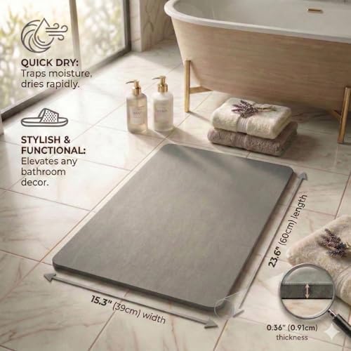 Stone Bath Mat – Diatomaceous Earth Quick Drying Non-Slip Bathroom Mat – - Image 2