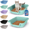 KittyGoHere Senior Cat Litter Box, Small Pan, 2 Pack Apple Green by NE14pets